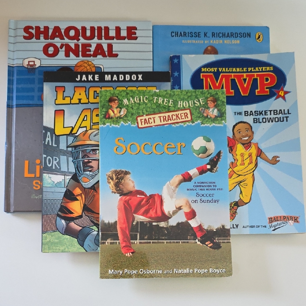 Children's Sports Chapter Books Set Of 5 - Basketball, Lacrosse, And Soccer